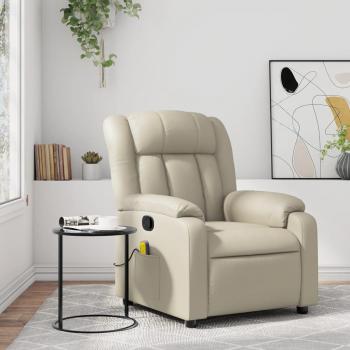 Sillón Reclinable de Masaje Cuero Sintético Crema Ajustable Hasta 135 Grados Vidaxl