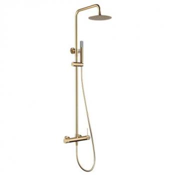 Conjunto Ducha Monomando Line Oro Cepillado IMEX BDD038/OC