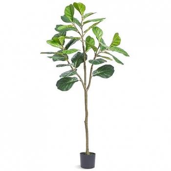 Árbol Artificial Higo de Hoja de Violín 780x1556 mm - Planta Decorativa Falsa con Maceta Verde 150x125 mm, Material PE Antiribaltamiento para Hogar y Oficina