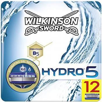 Wilkinson Sword FFP BOX Hydro 5 - Caja de 12 Recambios de Cuchillas de Afeitar de 5 Hojas para Hombres, Recambios Desechables de Afeitado Manual