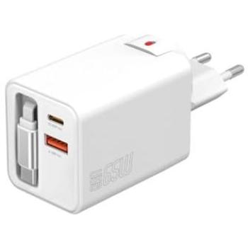 Cargador Universal 4smarts GaN Flex Jojo 65W Blanco con 2 Puertos USB-C y 1 USB-A, Carga Rápida para Interior