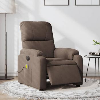 Sillón reclinable de masaje eléctrico de tela de microfibra en color marrón, gris claro y gris oscuro - Sillón cómodo para dormitorio, silla relax y sofá