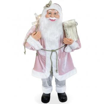 Papá Noel Decoración Vestido terciopelo ROSA 110H con Luces y Sonido