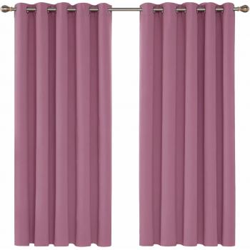 Deconovo Opaca Cortina Térmica Aislante y Ruido Reducción con Ojales 2 Piezas 168 x 183 cm Rosa