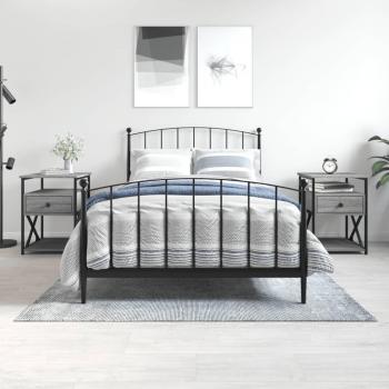 Mesitas de noche 2 unidades madera de ingeniería 40x42x55 cm Negro, Roble Sonoma, Roble ahumado Mesita habitación dormitorio para Salón, Estudio, Mesa Auxiliar