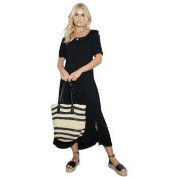 Petite Black Frill Neck Midi Dress by Dorothy Perkins - Size 8 UK