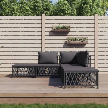 vidaXL 5-Piece Anthracite Steel Garden Lounge Set with Cushions