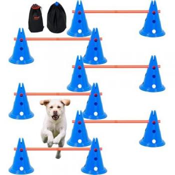 Vevor - 6 Piece Dog Agility Training Equipment Set with 12 Cones and Height Adjustable Bars