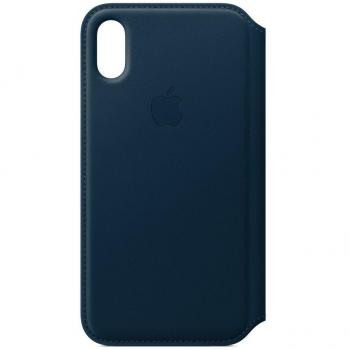 Apple MQRW2ZM/A Leather Protective Flip Cover for iPhone X - Cosmos Blue