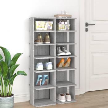 Zapatero 2 piezas Sonoma gris 27,5x27x102cm madera multicapa