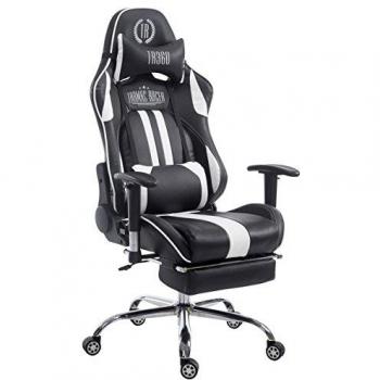 Silla de Oficina Gaming Racing Limit XL con Reposapiés en Similpiel Negro/Blanco