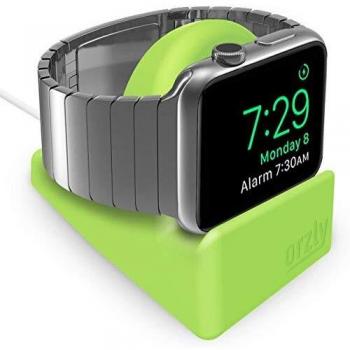 Orzly® Soporte Compacto para Apple Watch - Compatible con el Modo Nightstand - Soporte Verde con Ranura integrada para Cables
