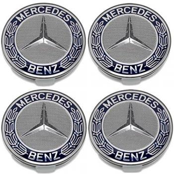 Mercedes Benz Original azul corona de laurel para llantas de aleación Centro Caps x 4
