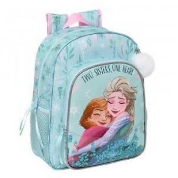 Mochila Escolar Junior Frozen II One Heart Verde Turquesa (32 x 38 x 12 cm)