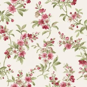 Noordwand - Wallpaper Blooming Garden 6 Flowers Red and Green, Floral Stems Red Matte Finish EcoDeco Material Non-Pasted Wallpaper Roll