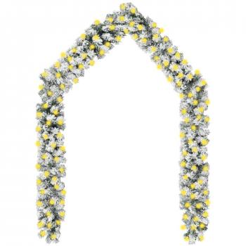 LED Snow-Flocked Green Christmas Garland 20m PVC