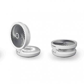 Ventilador de Mesa Inalámbrico Recargable USB Macom Enjoy & Relax 990, Diámetro 19 cm, Blanco
