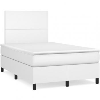 Cama box spring con colchón y LED, cuero sintético blanco, 120x190 cm, marca vidaXL