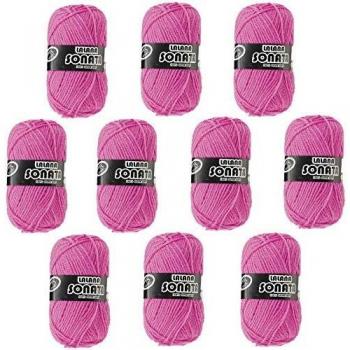 Hilo de Acrilico Ovillo de Lana para Tejer Crochet Ganchillo o Punto Torrijo SONATA 30g, Ovillo de Lana Suave Acrílica para Tejer | 10 Unidades, Color 1571-ROSA