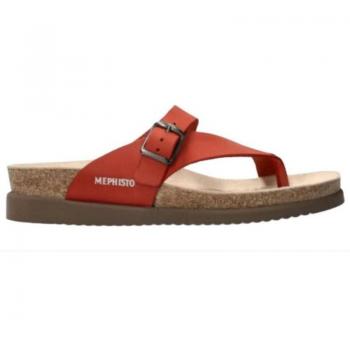 Sandalias de Mujer MEPHISTO HELEN PIEL ROJA ROJO - Sandalias de piel, color rojo, diseño cómodo y elegante, suela antideslizante, plantilla acolchada para mayor confort