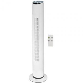 Ventilador de Pie Silencioso con Mando a Distancia - 3 Velocidades, 50W, Altura Ajustable, Temporizador y Diseño Torre (Ø 43 x 130 cm)
