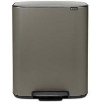 Brabantia Bo Cubo de Basura con Pedal, Acero, Platinum, 60L