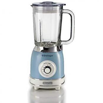 Ariete 583/05 Batidora De Vaso Vintage, 1000W, Jarra Vidrio 1.5 Litros, 4 Cuchillas Acero Inoxidable, 4 Velocidades, Función Pulse, Color Azul