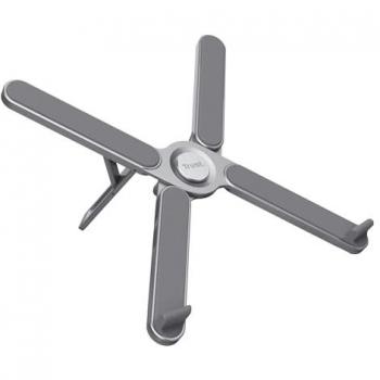 Soporte Plegable de Metal Trust Macy para Portátiles hasta 17.3, Elevador Ergonómico, 7 Niveles de Altura, Color Gris