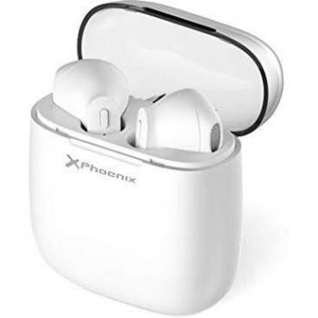 Phoenix Technologies, Auriculares Inalámbricos Bluetooth Mini Twins Estéreo In-Ear con Estuche de Carga Portátil y Micrófono Integrado para iPhone y Android Blancos