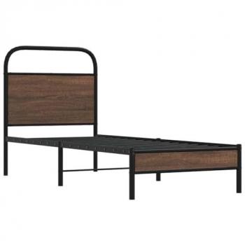 Estructura de Cama Sin Colchón 75x190 cm Madera Compensada Color Roble Marrón