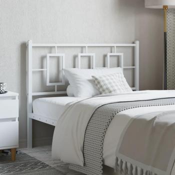 Cabecero de metal blanco de 107 cm con diseño moderno, estructura resistente, acabado en pintura blanca, fácil instalación y compatible con colchones estándar