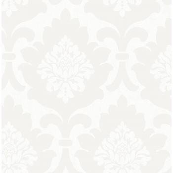 Sovereign Floral Damask Wallpaper - White