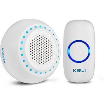 KERUI M523 Timbre Inalámbrico para casa, Timbre Puerta Impermeable IP55 con Rango Función 150M 500FT, Flash LED Colorido, 4 Volumenes Ajustable, 32 Melodías, DIY Kit Timbre para Hogar/Oficina/Tiendas