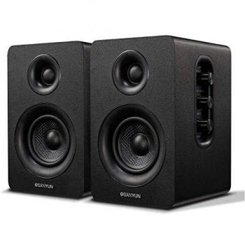 Sanyun SW208 - Altavoces de estantería con Bluetooth activos de 3 - Unidad de altavoz de fibra de carbono de 60 W - aptX-Codec - DAC de 24 bits integrado - Sonido envolvente 3D dinámico - color negro