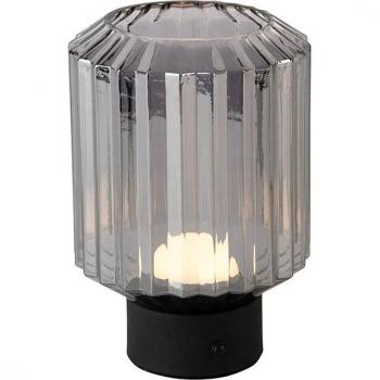 Lámpara de mesa LED recargable Lord, negro/humo