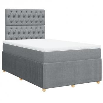 Cama box spring con colchón tela gris claro 120x190 cm