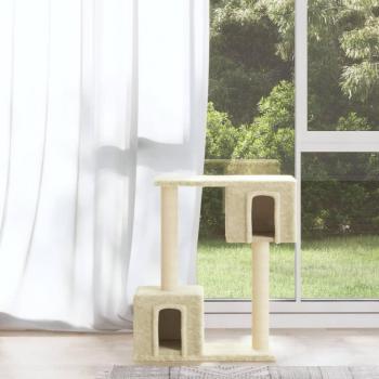 ?rbol rascador para gatos con postes de sisal 60 cm crema