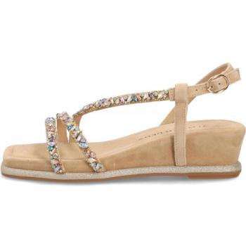 Sandalias de cuña para mujer Alma En Pena con puntera cuadrada, tiras de pedrería y color marrón