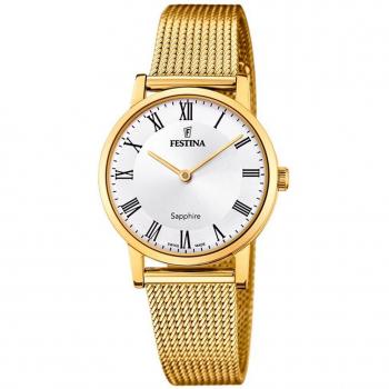 Reloj Festina F20023/4 Mujer Swiss Made con Correa de Acero Inoxidable y Detalles en Oro