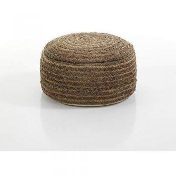 Oresteluchetta Puf de Yute Redondo, poliéster, Natural, único