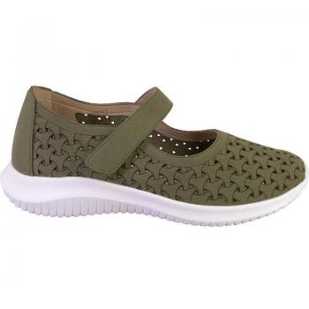 EOLIGEROS ISA Mary Janes de mujer kaki con velcro 524