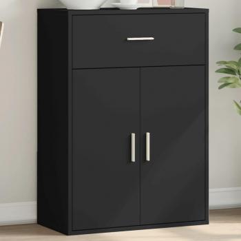 Aparador de madera de ingeniería negro 60x30x84 cm - Mueble de Almacenaje para Salón, Buffet, Armario Auxiliar y Armario de Almacenamiento