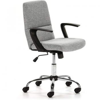 Silla de Oficina Teo Gris Claro con Ajuste de Altura y Apoyabrazos
