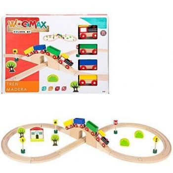 WOOMAX - Tren de madera con accesorios WOOMAX