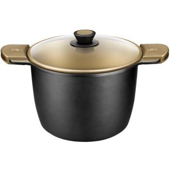 BRA Terra - Olla alta con tapa de cristal y asas de silicona, 24 cm, aluminio fundido con antiadherente Teflon Select