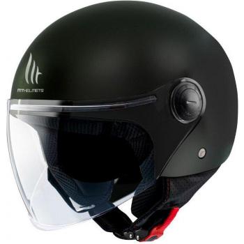 Casco de moto Jet Street S MT HELMETS, color negro, tipo jet, ligero y cómodo, con diseño aerodinámico, visera desmontable y sistema de ventilación