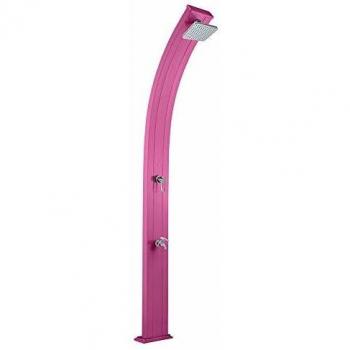 Ducha Solar Spring 228 cm de Aluminio con Enjuaga Pies, Cabezal y Mezclador, 30L, dimensiones 26x12x228 cm, color Rosa