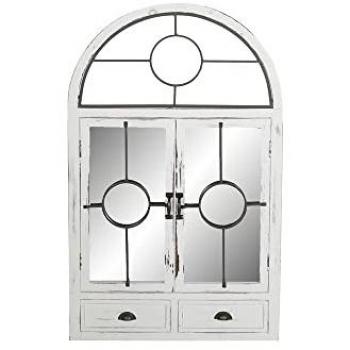 Espejo de Pared DKD Home Decor Negro Metal Madera Ventanas Blanco (56 x 3 x 92 cm)