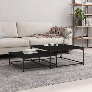 Mesas de centro apilables 2 piezas de madera negra multicapa Vidaxl