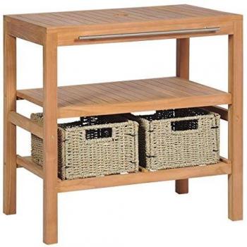 vidaXL Bathroom Vanity Cabinet with 2 Baskets Solid Teak 74x45x75 cm